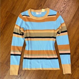 VINTAGE susie’s casuals Crew Neck Sweater - Blue and Tan